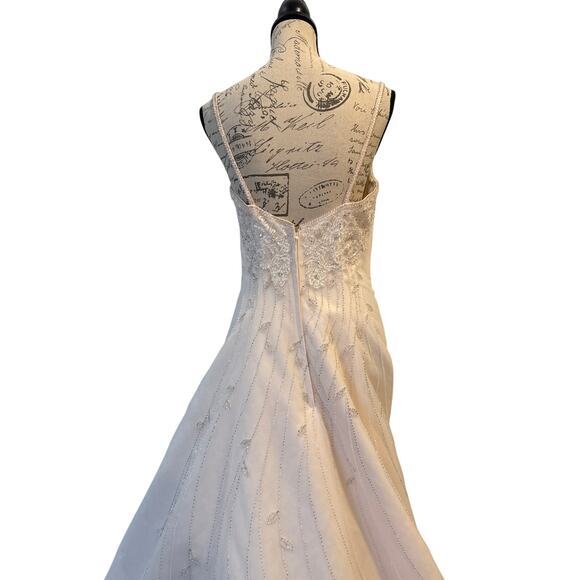 NWT Mon Cheri Blush Wedding Dress Beaded Embellished Bodice/skirt Sz 8 - Picture 6 of 16